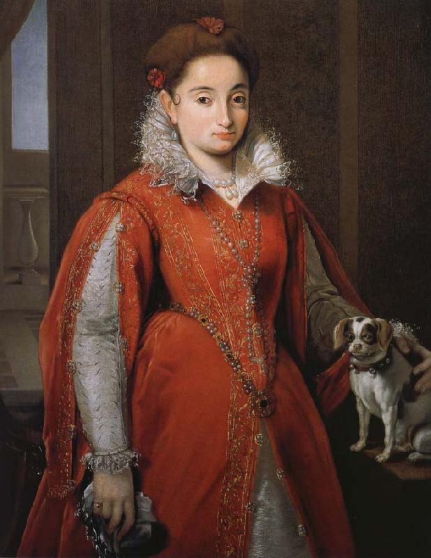 Alessandro Allori With the red dog lady Germany oil painting art